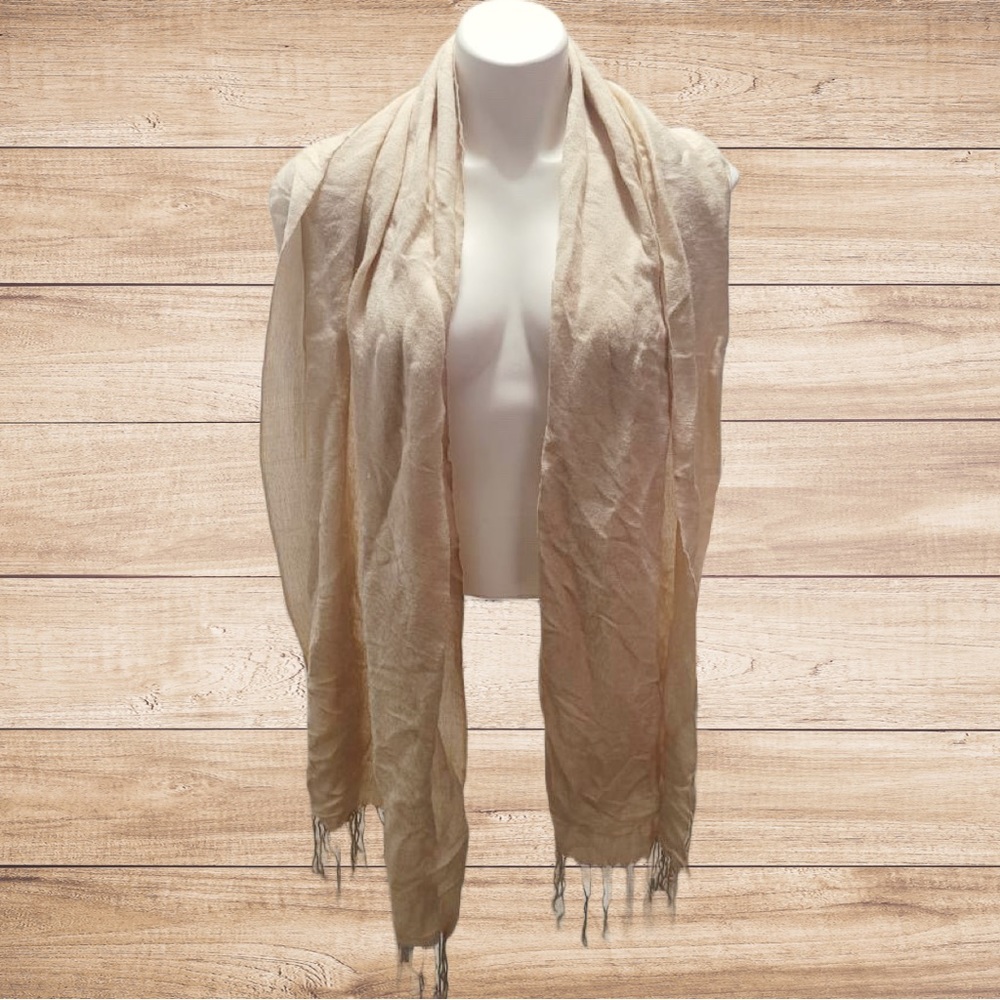 Cream White Embossed Pashmina Scarf